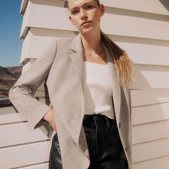 2 Madewell Square-Neck Crop Sweater Tee Black & White Size S - Picture 3 of 9